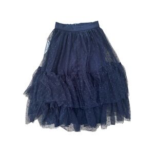 Mia Joy Joyfolie Navy Blue tulle dot maxi skirt 5 NWT (read)